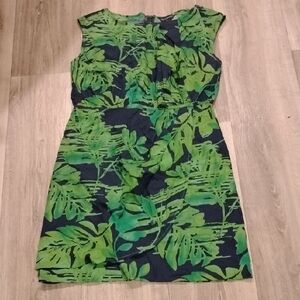 Banana Republic Green Leaf Print Mini Dress